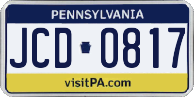 PA license plate JCD0817