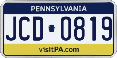 PA license plate JCD0819