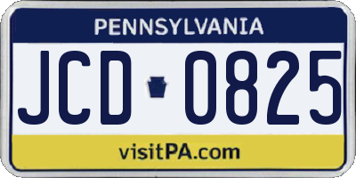PA license plate JCD0825