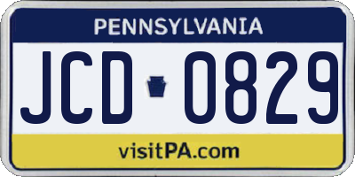 PA license plate JCD0829