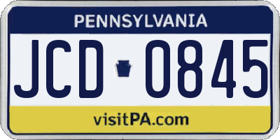 PA license plate JCD0845