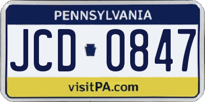 PA license plate JCD0847
