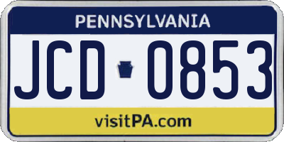 PA license plate JCD0853