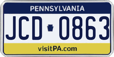 PA license plate JCD0863