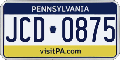 PA license plate JCD0875