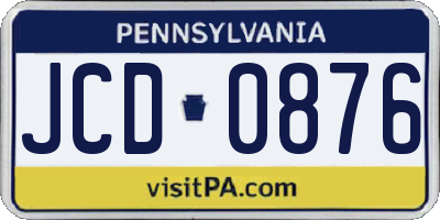 PA license plate JCD0876