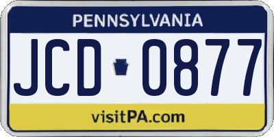PA license plate JCD0877