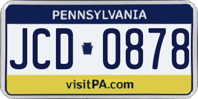 PA license plate JCD0878
