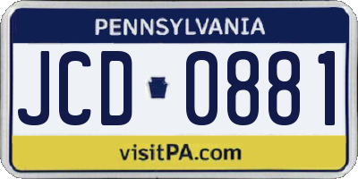 PA license plate JCD0881