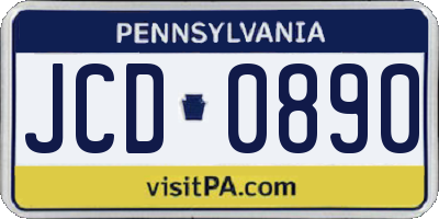PA license plate JCD0890