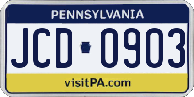PA license plate JCD0903
