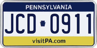 PA license plate JCD0911