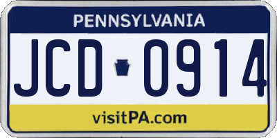 PA license plate JCD0914