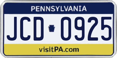 PA license plate JCD0925