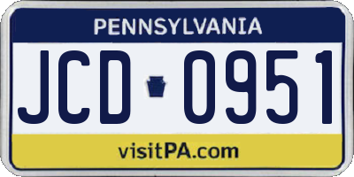 PA license plate JCD0951