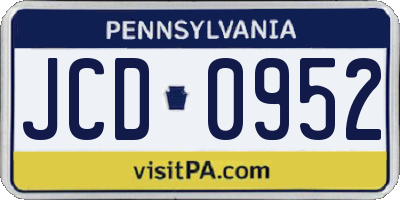 PA license plate JCD0952