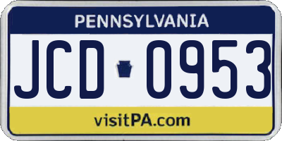 PA license plate JCD0953