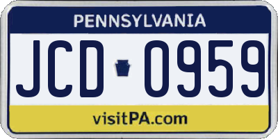 PA license plate JCD0959