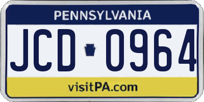 PA license plate JCD0964