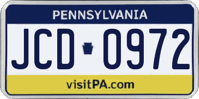 PA license plate JCD0972