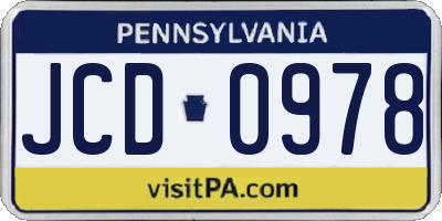 PA license plate JCD0978
