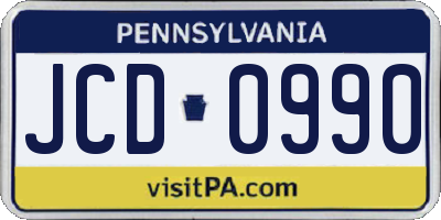 PA license plate JCD0990