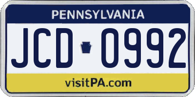 PA license plate JCD0992