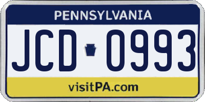 PA license plate JCD0993