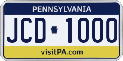 PA license plate JCD1000