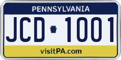 PA license plate JCD1001