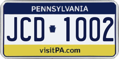 PA license plate JCD1002