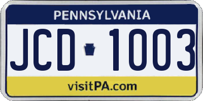 PA license plate JCD1003