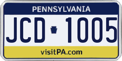PA license plate JCD1005