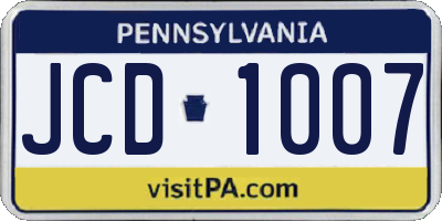 PA license plate JCD1007