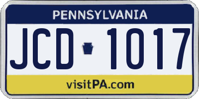 PA license plate JCD1017