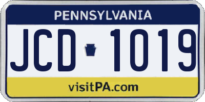 PA license plate JCD1019