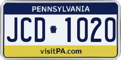 PA license plate JCD1020