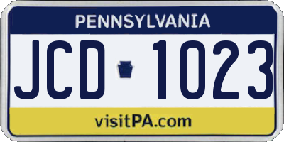 PA license plate JCD1023