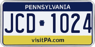 PA license plate JCD1024