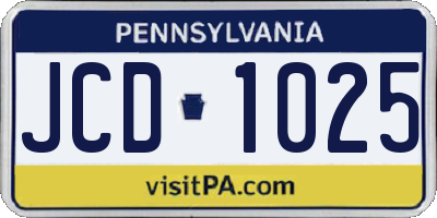 PA license plate JCD1025