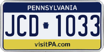 PA license plate JCD1033