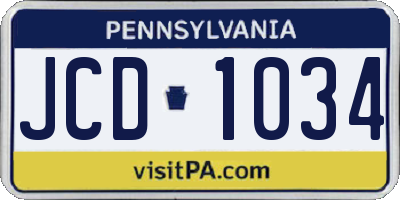 PA license plate JCD1034
