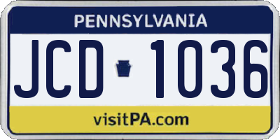 PA license plate JCD1036
