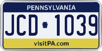 PA license plate JCD1039