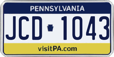 PA license plate JCD1043