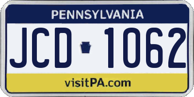 PA license plate JCD1062