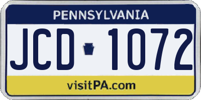PA license plate JCD1072