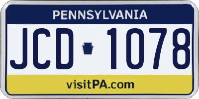 PA license plate JCD1078