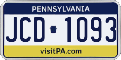 PA license plate JCD1093