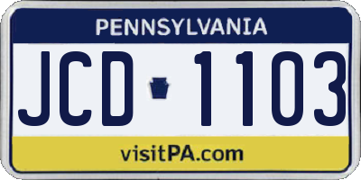 PA license plate JCD1103